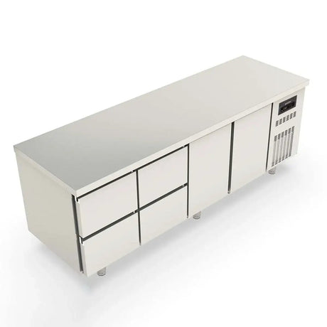 TOPLINE Kühltisch / 4-fach GN1/1 mit 4 Schubladen / 2 Türen, 2245 x 700 mm - Gastro-Bedarf24 GmbH