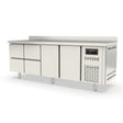 TOPLINE Kühltisch / 4-fach GN1/1 mit 4 Schubladen / 2 Türen & Aufkantung, 2245 x 700 mm - Gastro-Bedarf24 GmbH