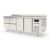 TOPLINE Kühltisch / 4-fach GN1/1 mit 4 Schubladen / 2 Türen & Aufkantung, 2245 x 700 mm - Gastro-Bedarf24 GmbH