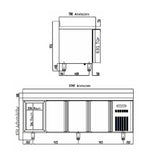 TOPLINE Kühltisch / 4-fach GN1/1 mit 6 Schubladen / 1 Tür & Aufkantung, 2245 x 700 mm - Gastro-Bedarf24 GmbH