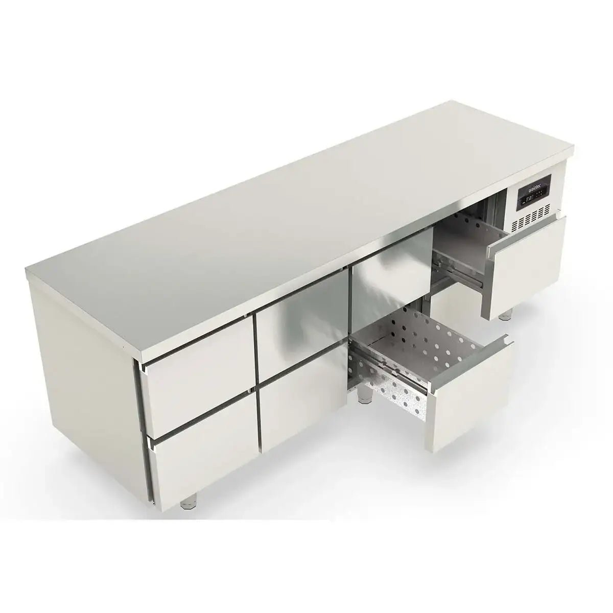 TOPLINE Kühltisch / 4-fach GN1/1 mit 8 Schubladen, 2245 x 700 mm - Gastro-Bedarf24 GmbH