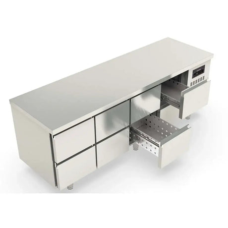 TOPLINE Kühltisch / 4-fach GN1/1 mit 8 Schubladen, 2245 x 700 mm - Gastro-Bedarf24 GmbH