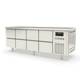 TOPLINE Kühltisch / 4-fach GN1/1 mit 8 Schubladen, 2245 x 700 mm - Gastro-Bedarf24 GmbH