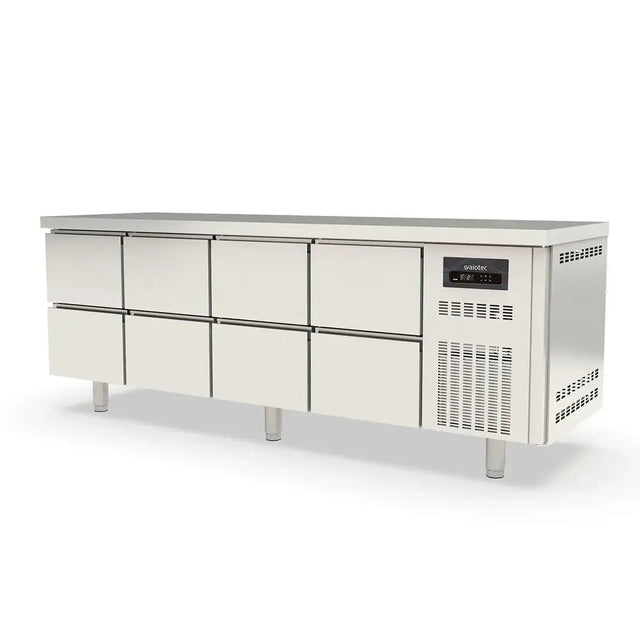 TOPLINE Kühltisch / 4-fach GN1/1 mit 8 Schubladen, 2245 x 700 mm - Gastro-Bedarf24 GmbH