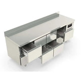 TOPLINE Kühltisch / 4-fach GN1/1 mit 8 Schubladen & Aufkantung, 2245 x 700 mm - Gastro-Bedarf24 GmbH
