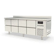 TOPLINE Kühltisch / 4-fach GN1/1 mit 8 Schubladen & Aufkantung, 2245 x 700 mm - Gastro-Bedarf24 GmbH