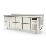 TOPLINE Kühltisch / 4-fach GN1/1 mit 8 Schubladen & Aufkantung, 2245 x 700 mm - Gastro-Bedarf24 GmbH