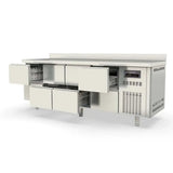 TOPLINE Kühltisch / 4-fach GN1/1 mit 8 Schubladen & Aufkantung, 2245 x 700 mm - Gastro-Bedarf24 GmbH