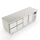 TOPLINE Kühltisch / 4-fach GN1/1 mit 4 Schubladen / 2 Türen, 2245 x 700 mm