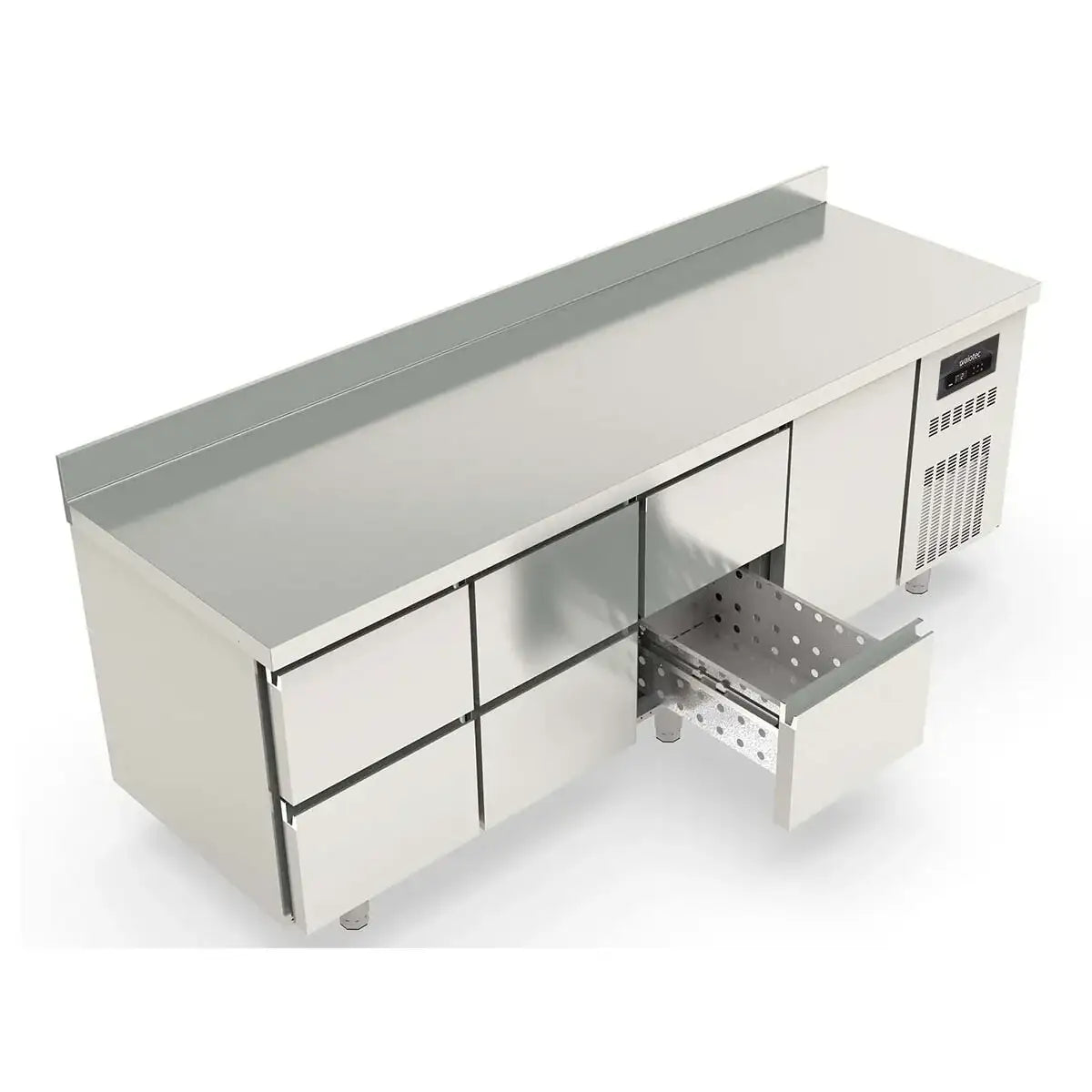 TOPLINE Refrigerated Table / 4x GN1/1 with 6 Drawers / 1 Door & Raised Edge, 2245 x 700 mm