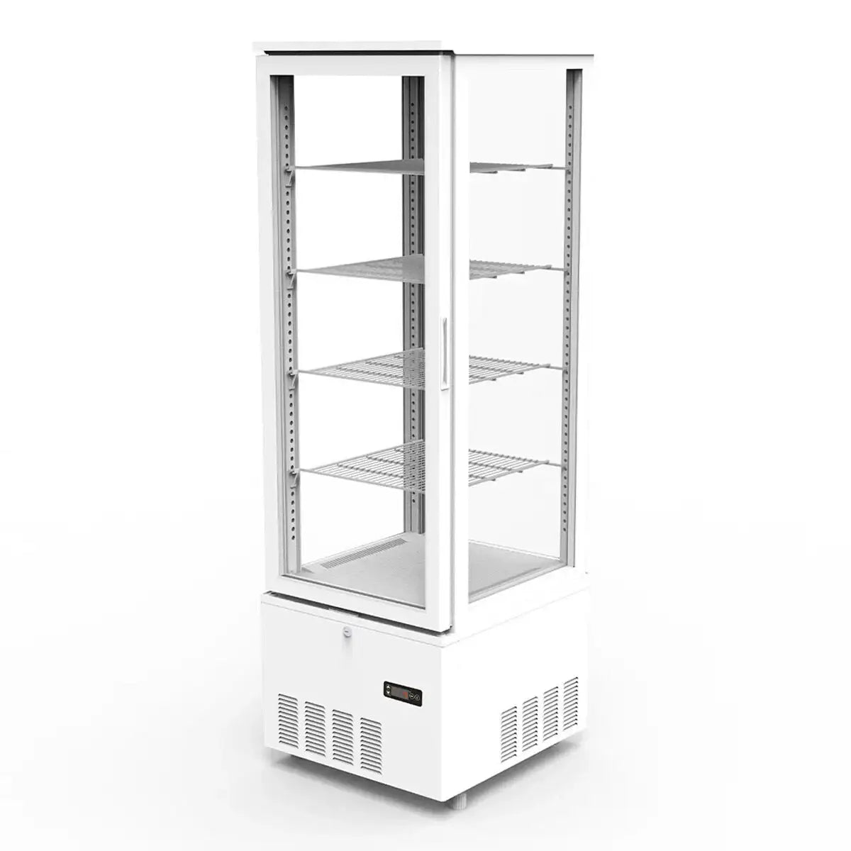 Professioneller Kühlschrank mit Glasfront für Gastronomie, Edelstahlregalen und digitaler Steuerung
