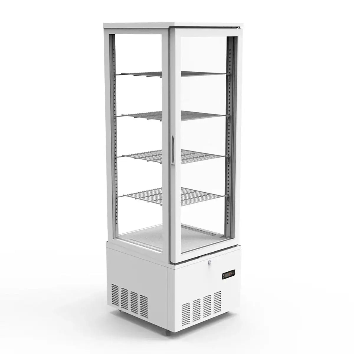 Professioneller Kühlschrank mit Glastür für Gastronomie, Edelstahlregalen und digitaler Steuerung