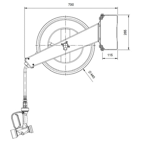 TOPLINE Schlauchaufroller mit Brause - 20 Meter - Gastro-Bedarf24 GmbH