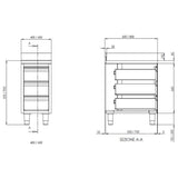 TOPLINE Schubladenschrank 600 / 3 Schubladen & Aufkantung B:600