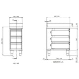 TOPLINE Schubladenschrank 700 / 3 Schubladen & Aufkantung B:600 - Gastro-Bedarf24 GmbH