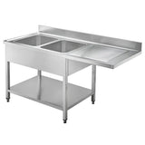 TOPLINE Spülcenter / 2 Becken links , 2000 x 700 mm - Gastro-Bedarf24 GmbH