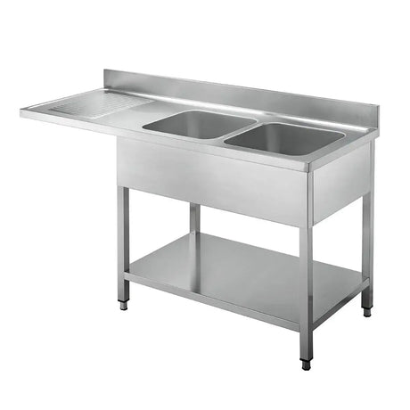 TOPLINE Spülcenter / 2 Becken rechts , 2000 x 700 mm - Gastro-Bedarf24 GmbH