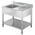 TOPLINE Spültisch / 1 Becken links + Abtropffläche , 1400 x 700 mm - Gastro-Bedarf24 GmbH