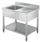 TOPLINE Spültisch / 1 Becken links + Abtropffläche , 1400 x 700 mm - Gastro-Bedarf24 GmbH