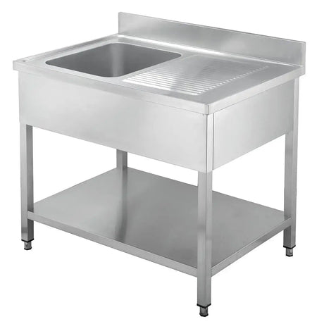 TOPLINE Spültisch / 1 Becken links + Abtropffläche , 1400 x 700 mm - Gastro-Bedarf24 GmbH