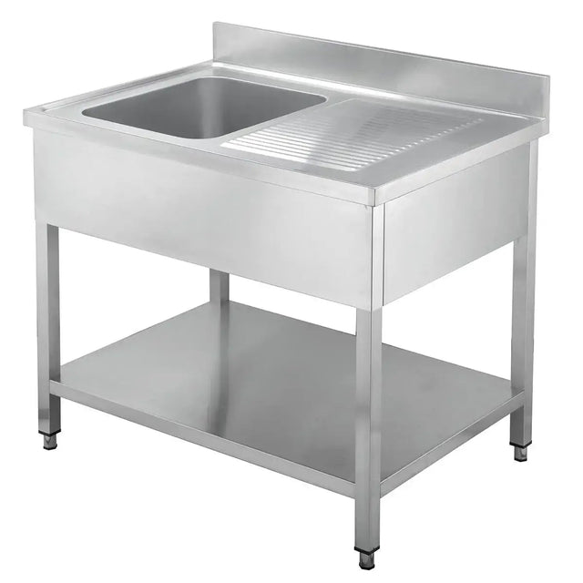 TOPLINE Spültisch / 1 Becken links + Abtropffläche , 1400 x 700 mm - Gastro-Bedarf24 GmbH