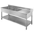 TOPLINE Spültisch / 2 Becken links + Abtropffläche , 1600 x 700 mm - Gastro-Bedarf24 GmbH