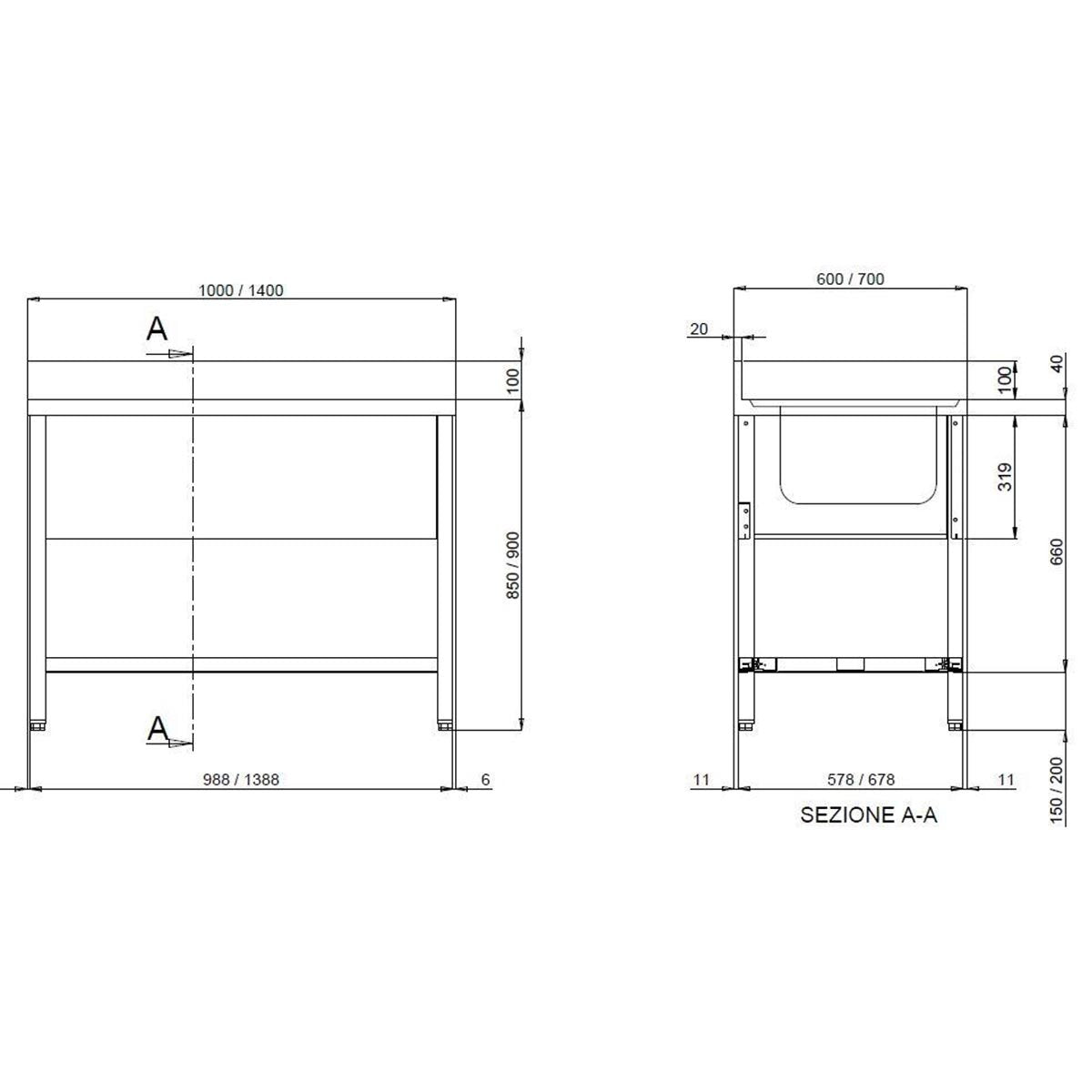 TOPLINE Spültisch / 1 Becken rechts + Abtropffläche , 1200 x 700 mm