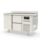 TOPLINE Tiefkühltisch / 2-fach GN1/1 mit 2 Schubladen / 1 Tür & Aufkantung, 1345 x 700 mm - Gastro-Bedarf24 GmbH