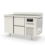 TOPLINE Tiefkühltisch / 2-fach GN1/1 mit 2 Schubladen / 1 Tür & Aufkantung, 1345 x 700 mm - Gastro-Bedarf24 GmbH