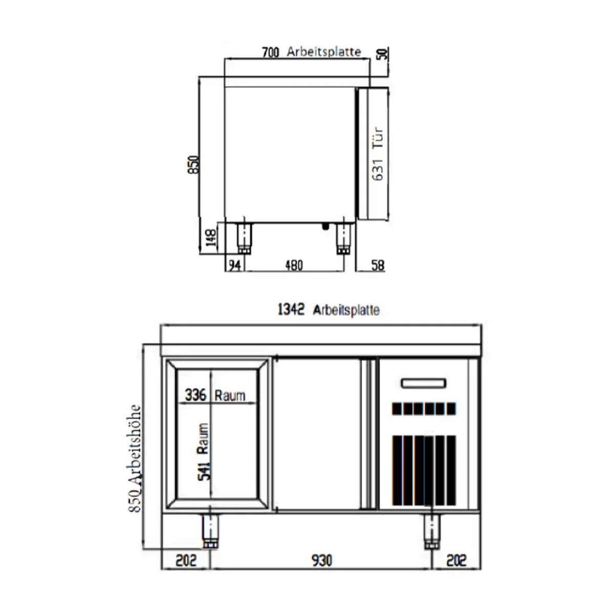 TOPLINE Tiefkühltisch / 2-fach GN1/1 mit 4 Schubladen, 1345 x 700 mm - Gastro-Bedarf24 GmbH