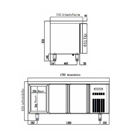 TOPLINE Tiefkühltisch / 3-fach GN1/1 mit 6 Schubladen, 1795 x 700 mm - Gastro-Bedarf24 GmbH