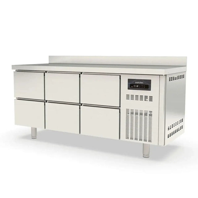 TOPLINE Tiefkühltisch / 3-fach GN1/1 mit 6 Schubladen & Aufkantung, 1795 x 700 mm - Gastro-Bedarf24 GmbH
