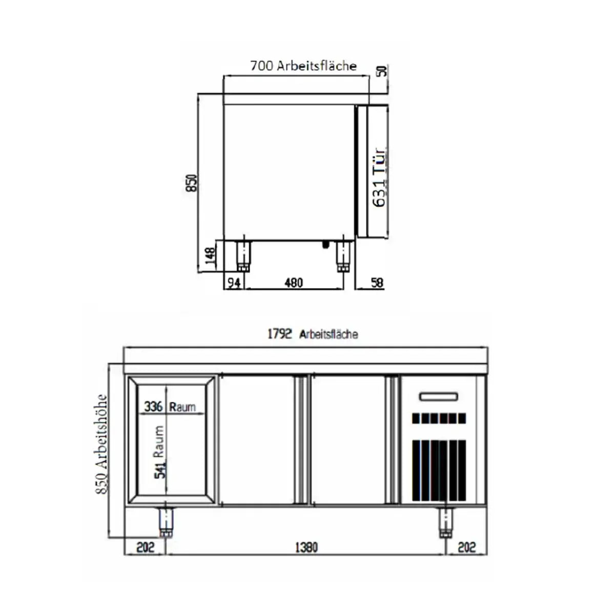 TOPLINE Freezer Table / Triple GN1/1 with 6 Drawers, 1795 x 700 mm