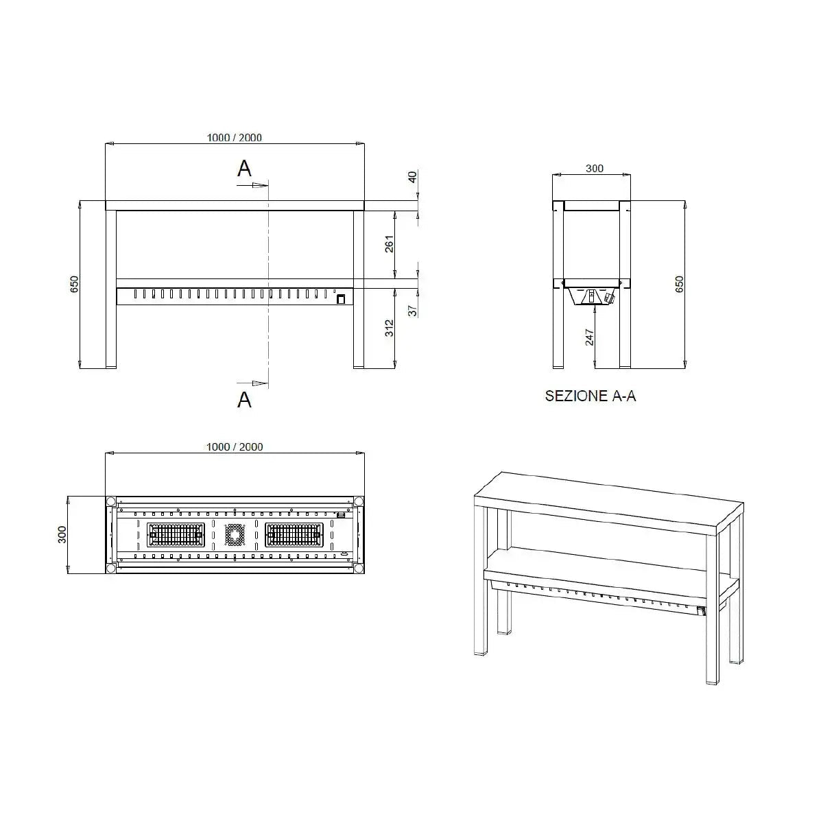 TOPLINE Wärmebrücke / 2 Etagen , 1800 x 300 mm - Gastro-Bedarf24 GmbH