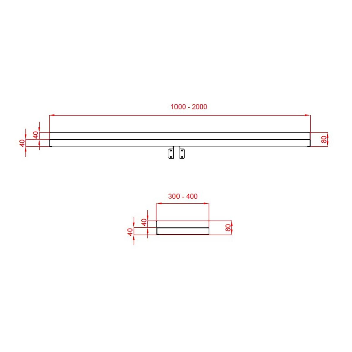 TOPLINE Wandbord inkl. Konsolen zur Wandbefestigung, 1200 x 300 mm