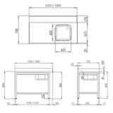 TOPLINE Zulauftisch 700, 1 Becken links, Anbauseite rechts B:1200 - Gastro-Bedarf24 GmbH