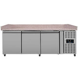 Pizzakühltisch mit 3 Türen und Räder - 2020x800x1000 mm