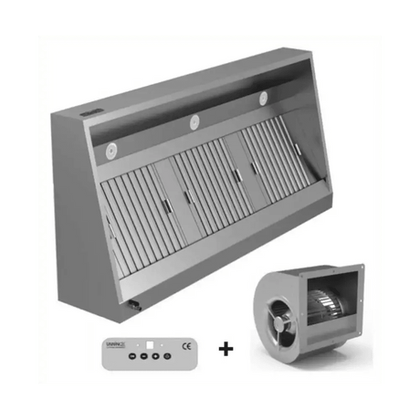 Wandhaube - B1200xT700xH540 - mit Motor, Regler, Filter & Lampe - Gastro-Bedarf24 GmbH