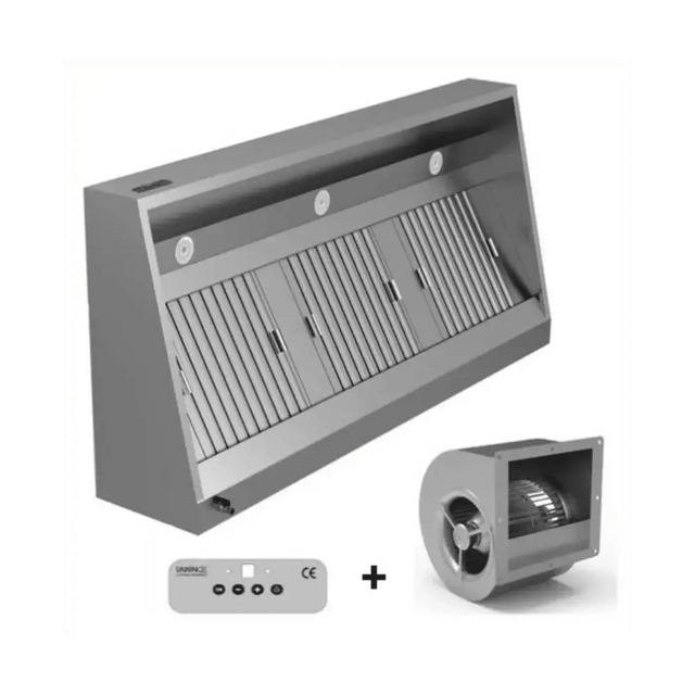 Wandhaube - B2500xT700xH540 - mit Motor, Regler, Filter & Lampe - Gastro-Bedarf24 GmbH